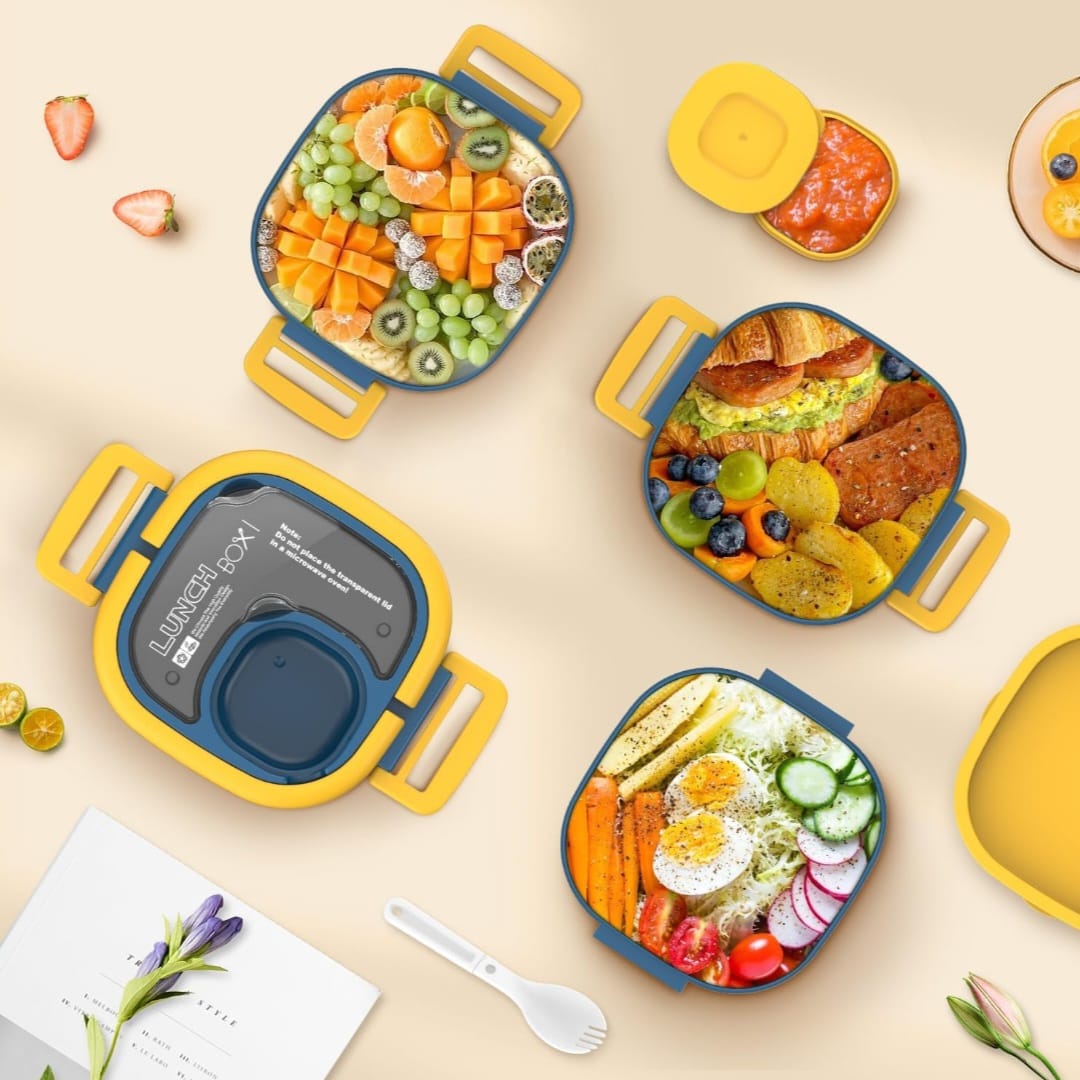 Microwaveable Plastic Lunch Box Double Tier