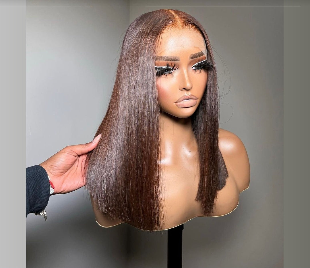 Chocolate colour Double Drawn full frontal lace wig