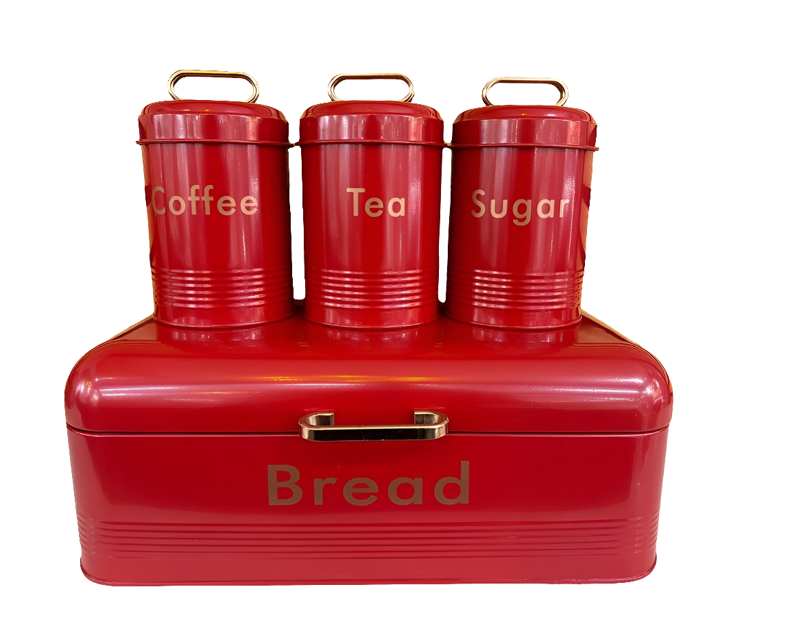 Bread Bin and Canisters set 4pcs